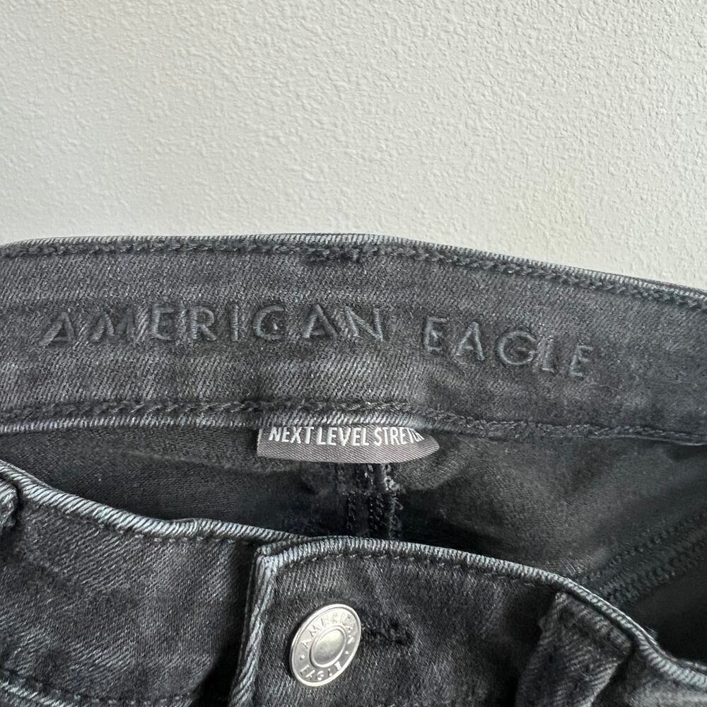American Eagle High Rise Shortie Shorts Women's 00 Black Distressed Cut Off - Picture 3 of 5